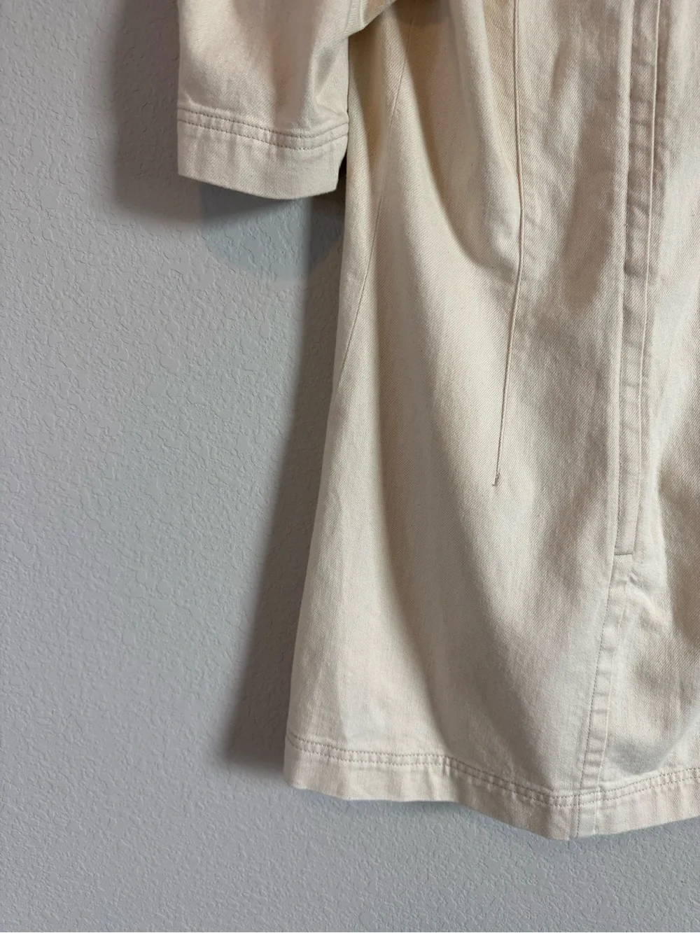 Something Navy Beige Spencer Denim Embellished Puff Sleeve Mini Dress Size M - Picture 10 of 10